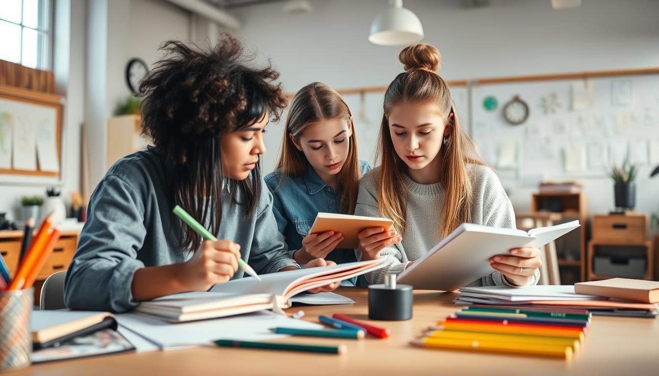 Students collaborating in study space